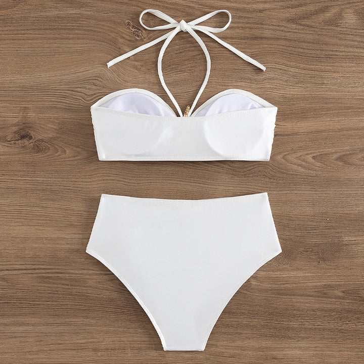 Damer højtaljet bikini med elegante skald udsmykninger Skovae