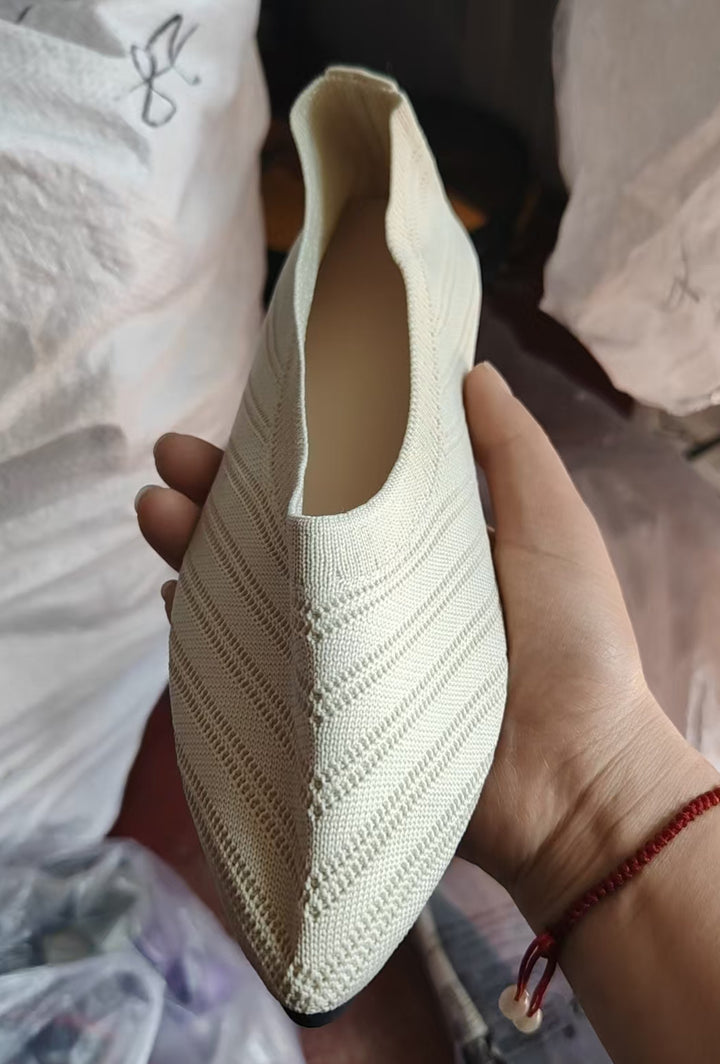 Dame elegante spidse Ballerinas med fashionabel strikdesign Stilla