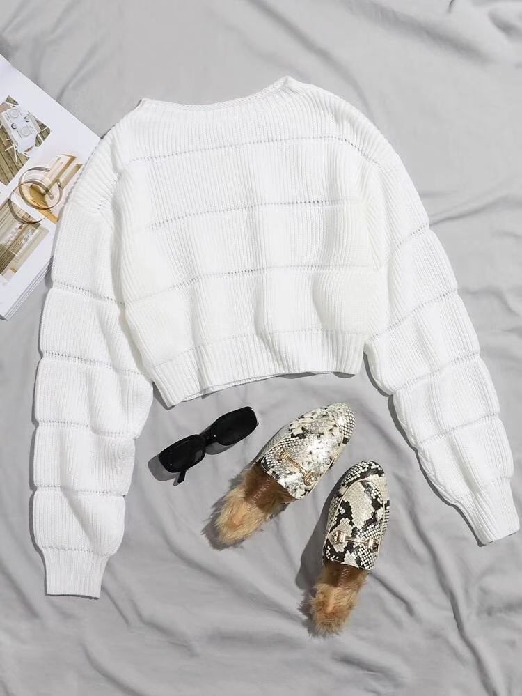Dame moderigtige bløde crop pullover med tekstureret design Stilla