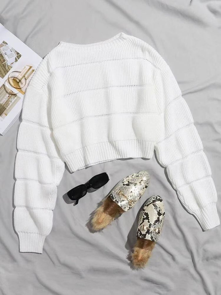 Dame moderigtige bløde crop pullover med tekstureret design Stilla