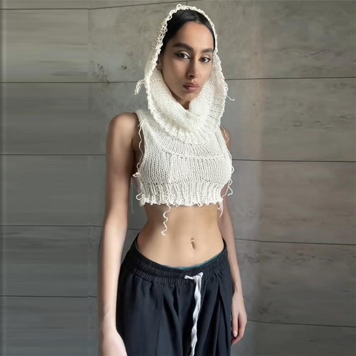 Dame hoodie med innovativt stropdesign og åndbart strik Stilla