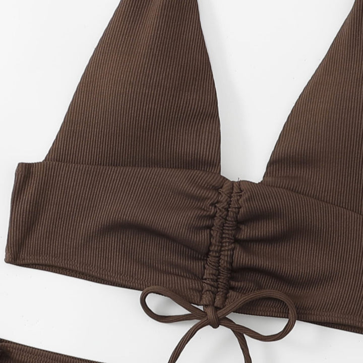 Damer Højtaljet Bikini-Sæt med raffinerede Flæser og justerbare Stropper Stilla
