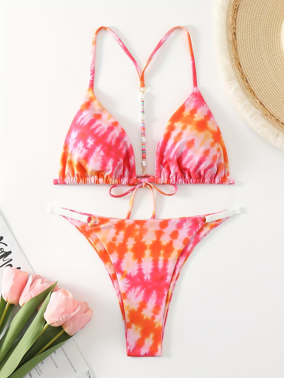 Dame triangel-bikini med moderne bindebånd-design Skovae