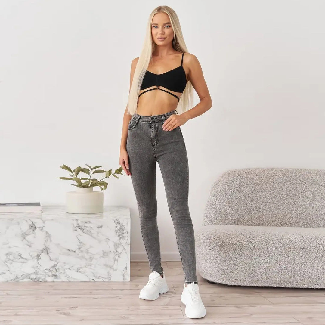 Dame High-Waist Jeans i klassisk snit med formende pasform Stilla