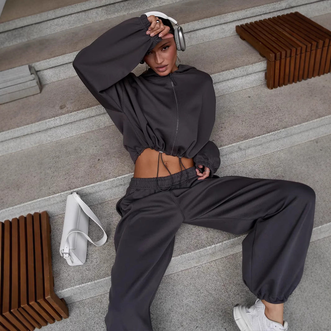 Kvinders behagelige og stilrige afslappet loungewear tracksuit med hætte Skovae