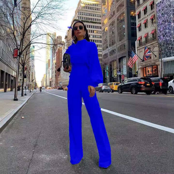 Damer Elegant Jumpsuit med brede ærmer og høj krave Skovae