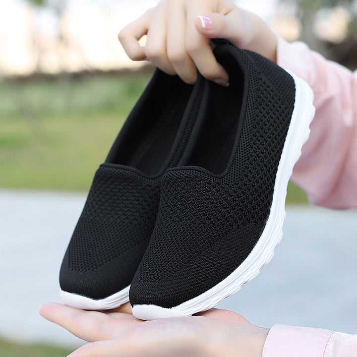 Damer nan lettere strikket slip-on sneakers med glimmertråde, elastisk indgang og fleksibel let sål Skovae