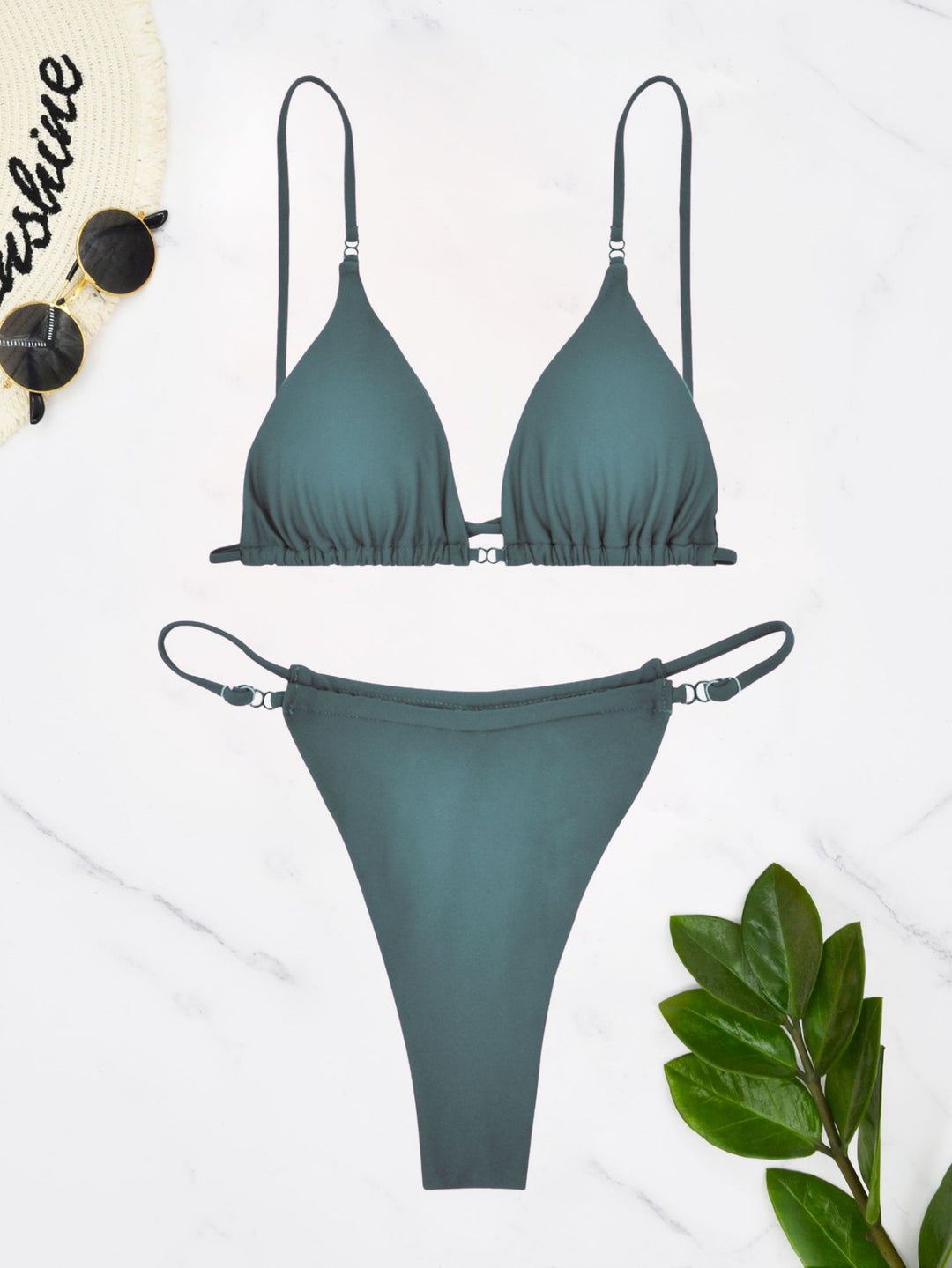 Dame Triangel-Bikini-Sæt med justerbare stropper og figursygende pasform Skovae