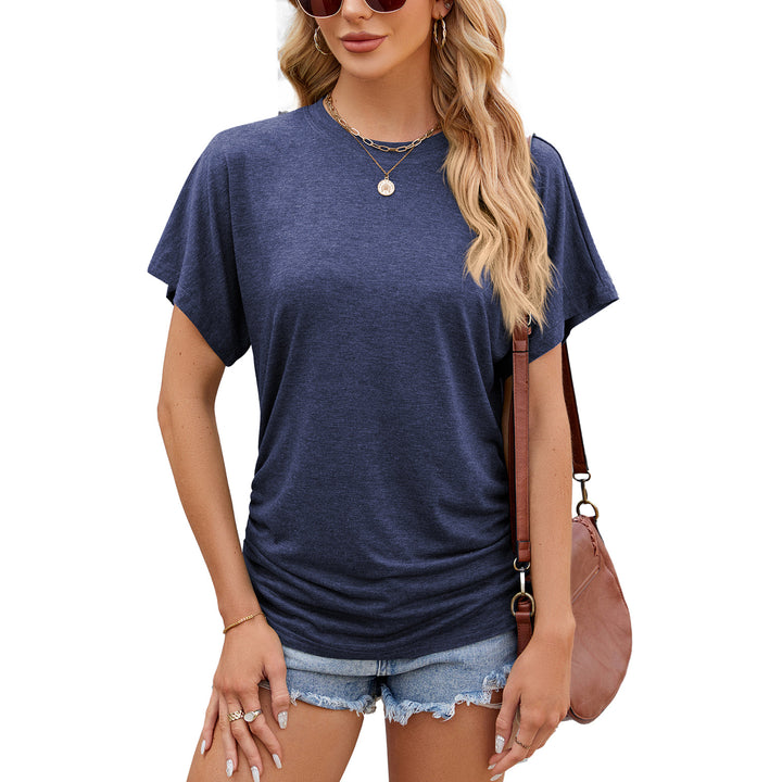 Dame afslappet T-shirt med sidelidt ruchingselement Stilla