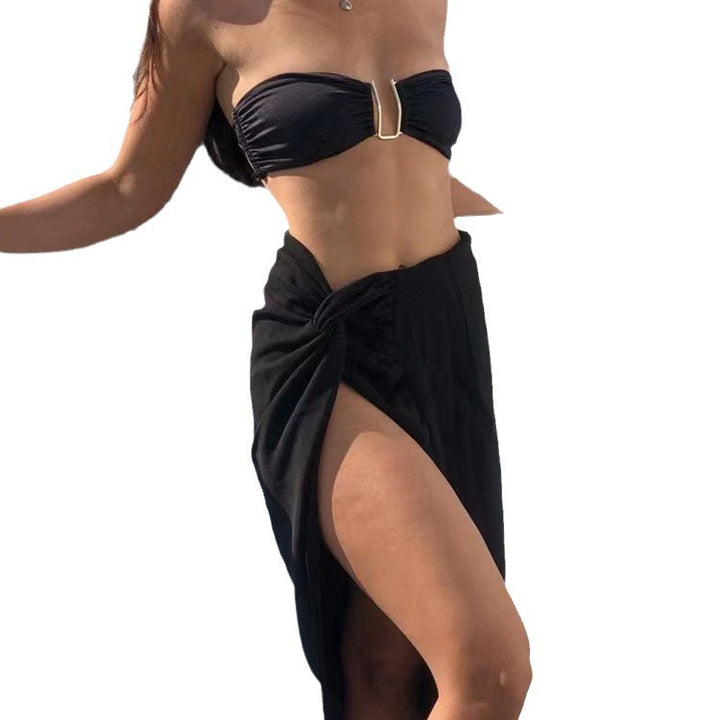 Dame bandeau-bikini med elegant nøgle-detail Skovae