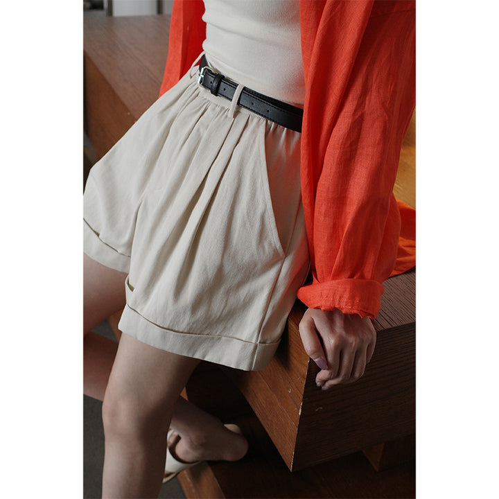 Dame Chino-shorts med elegante folder og praktiske lommer Stilla