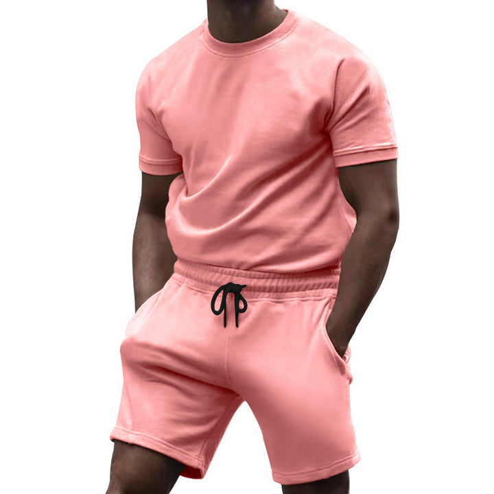 Herre afslappet sportoverdel og shorts-sæt med elastisk talje Stilla