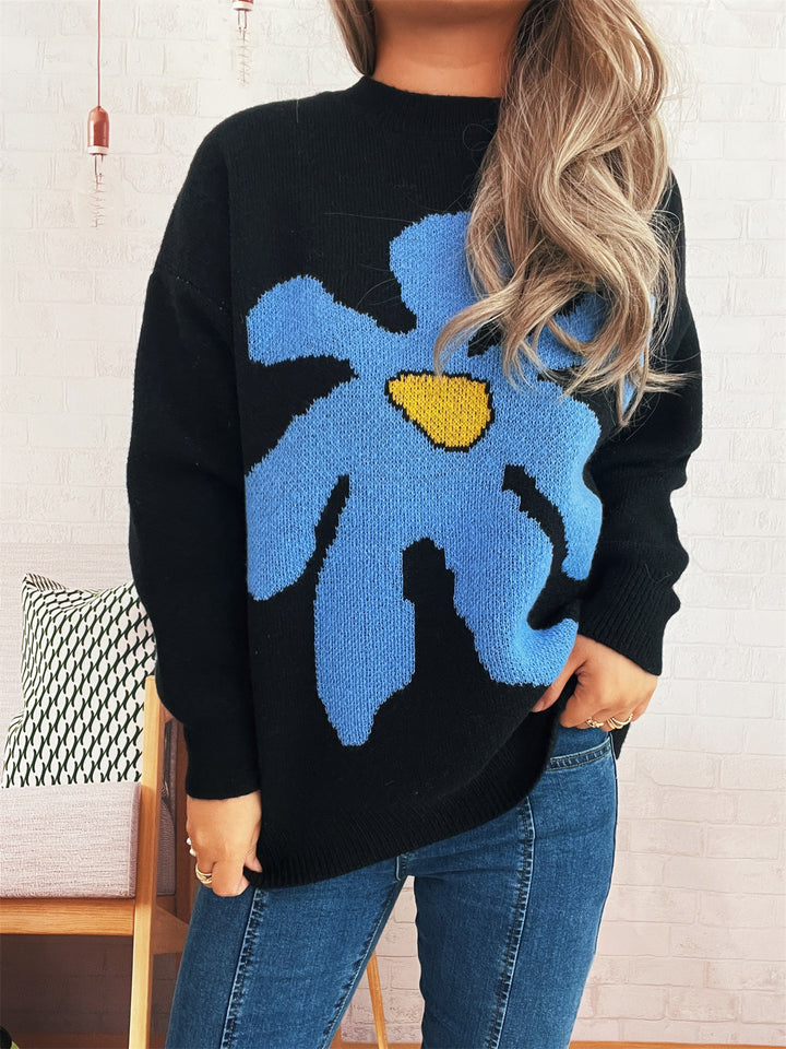 Kvinders afslappede sweater med blomstermønster og afslappet pasform Stilla
