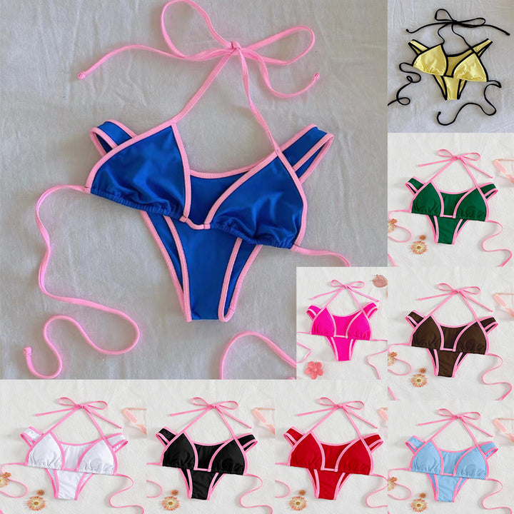 Dame Triangel-Bikini med spændende stribe-design Skovae