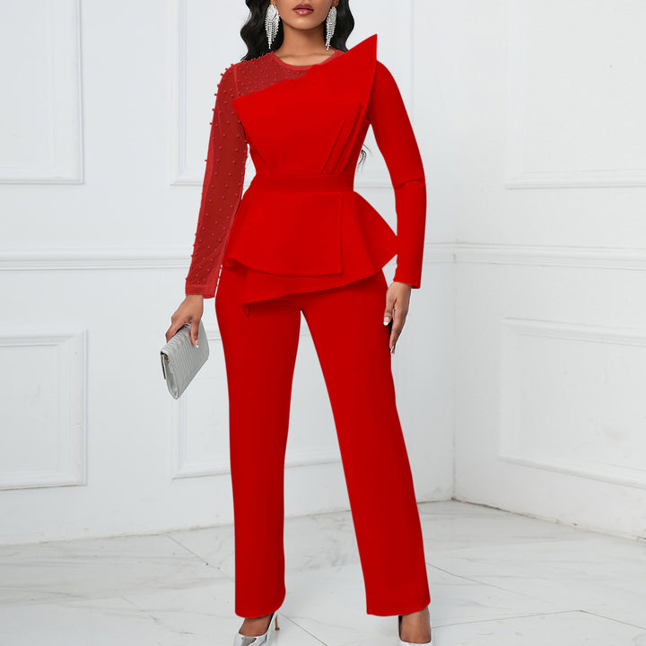 Dame Elegant Jumpsuit med asymmetrisk design og voluminøs peplum Stilla