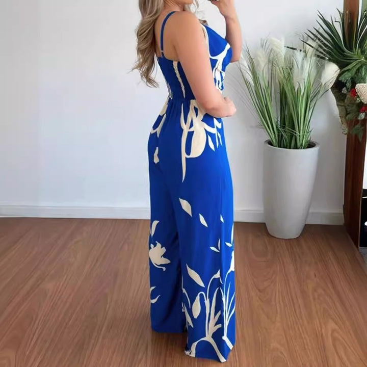 Dame elegant jumpsuit med flydende stof og legende mønster Stilla