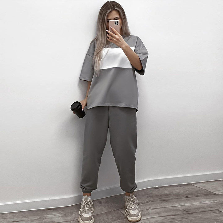 Kvinder afslappet træningsdragt med oversized skjorte og komfortable joggingbukser Skovae