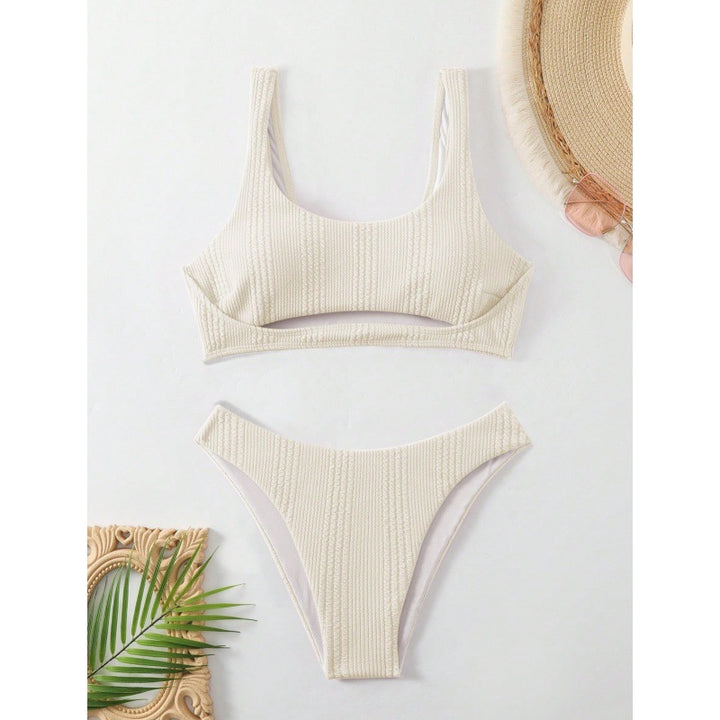 Dame bikini-sæt med struktureret overflade og moderigtig høje talje-trusse Stilla