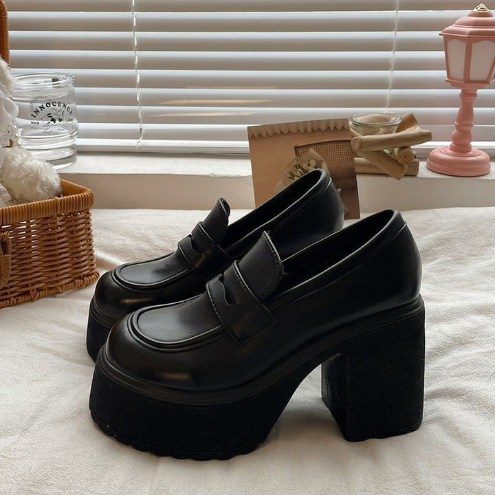 Dame Chunky Loafers med lagdelt plateau og elegant blokhæl Stilla