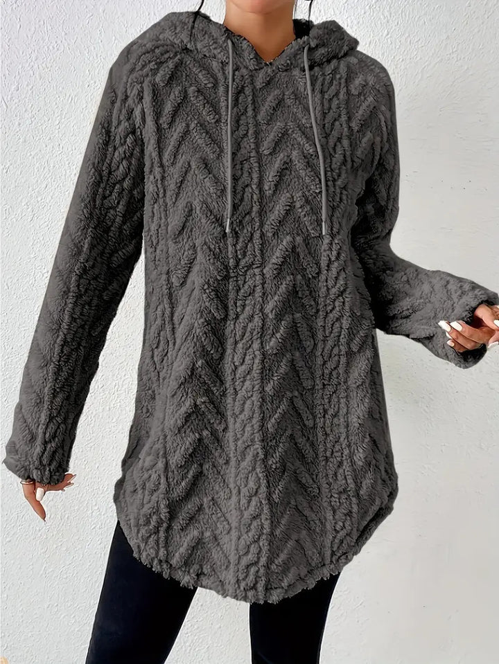 Kvinders hyggelige fleece hoodiejakke med tekstureret ribdesign Stilla