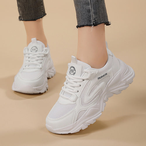 Dame nan voluminøs Plateau-lifestyle-sneaker med mesh- og kunstlædermix, polstret hæl og profileret dæmpningssokkel Skovae