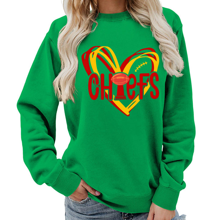 Kvinders sweatshirt med hjerte-design og kreative sportsgrafikker Stilla