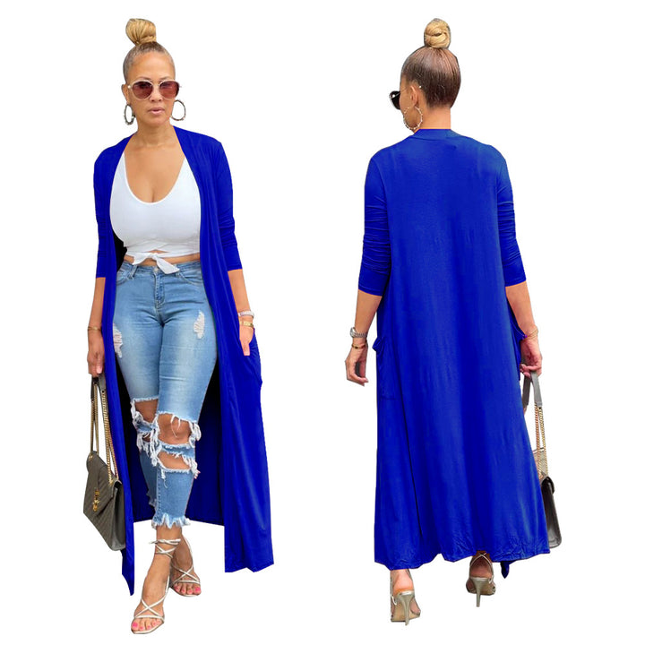 Dame Longcardigan med praktiske lommer og elegant snit Stilla