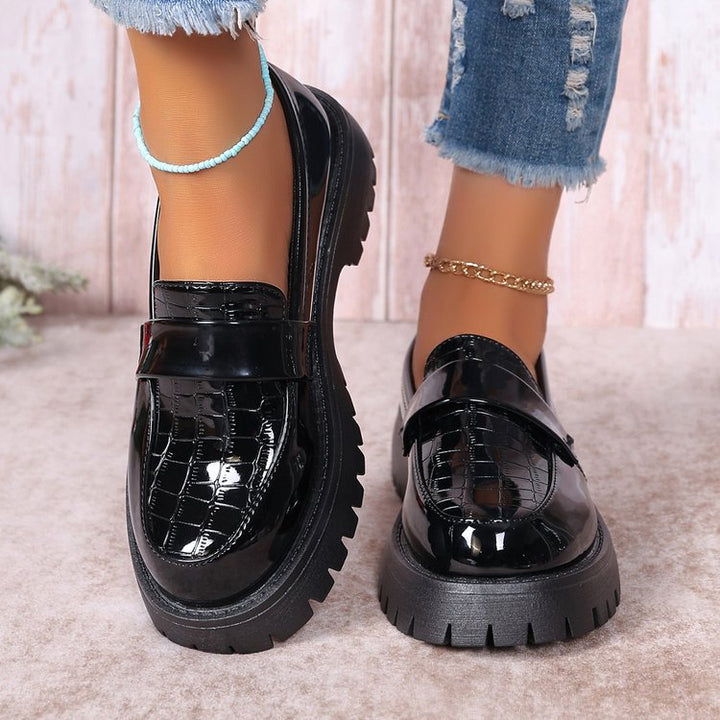 Dame Chunky Loafers med glat overflade og skridsikker sål Stilla