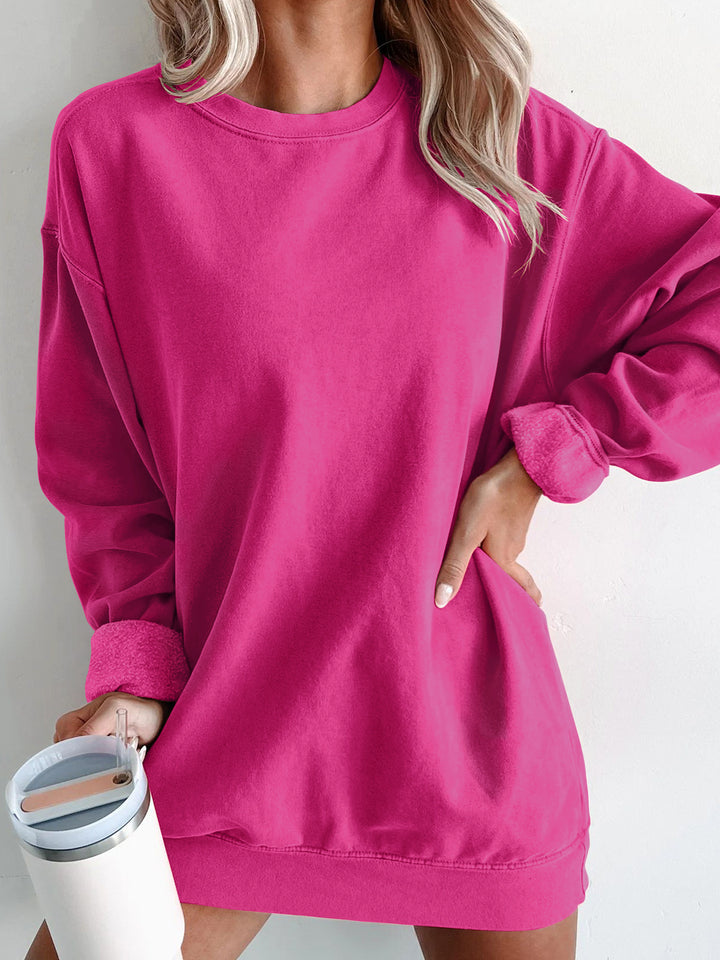 Dame afslappet sweatshirtkjole med rund halsudskæring og glatte ærmer Stilla