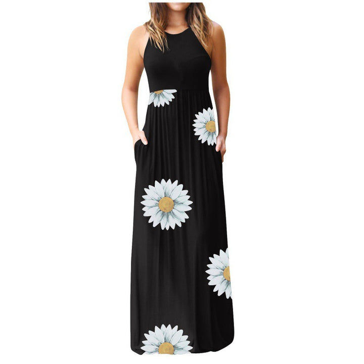 Kvinders maxikjole med blomsterprint og praktiske sidelommer Stilla