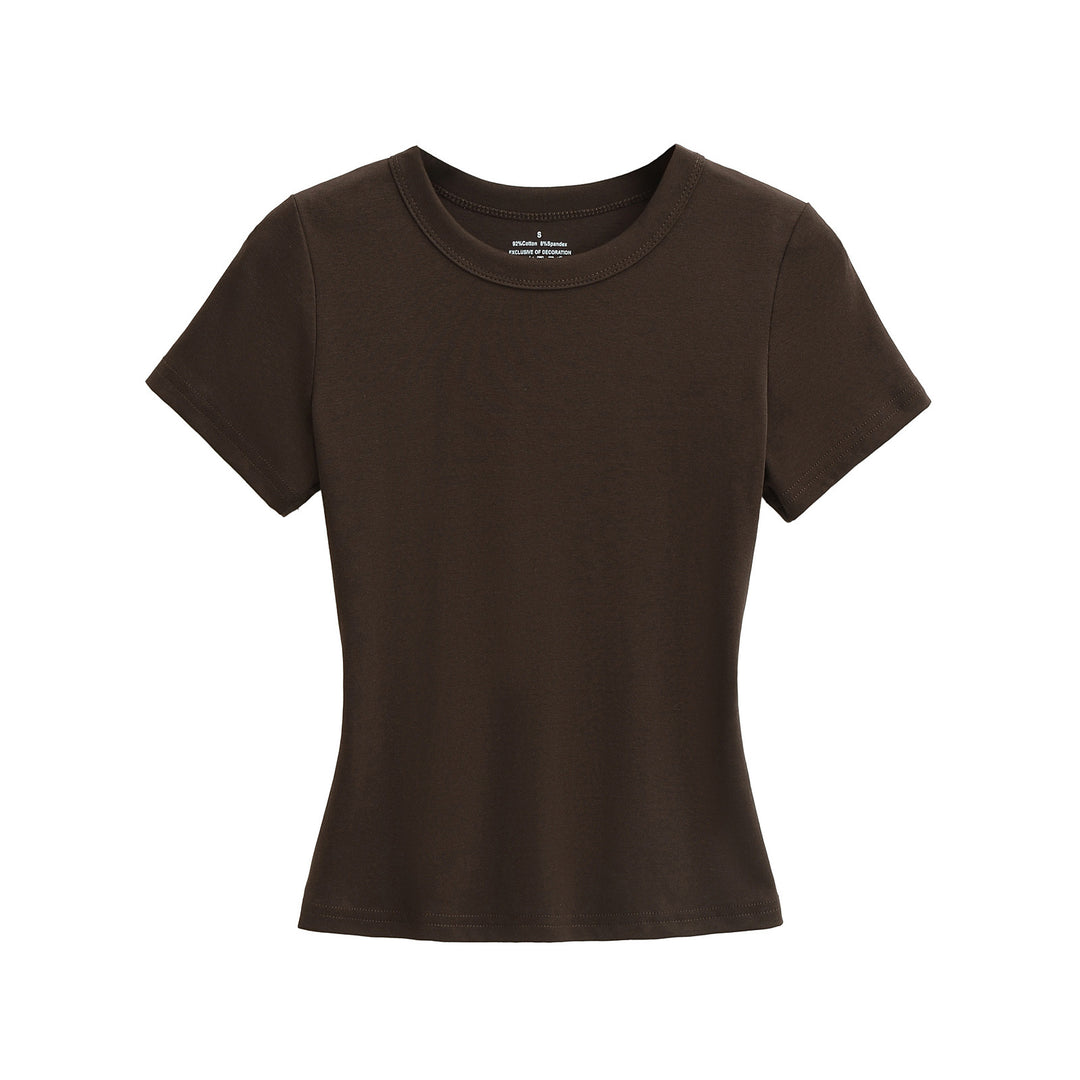 Dame klassisk Basic-T-shirt med elastisk bomuldsblanding og tætsiddende snit Stilla
