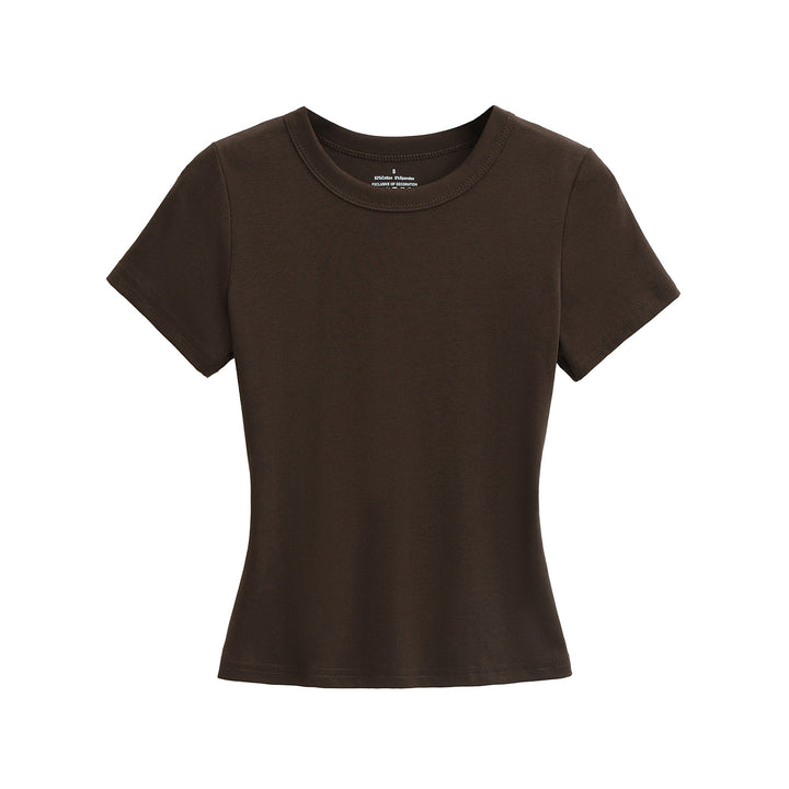 Dame klassisk Basic-T-shirt med elastisk bomuldsblanding og tætsiddende snit Stilla