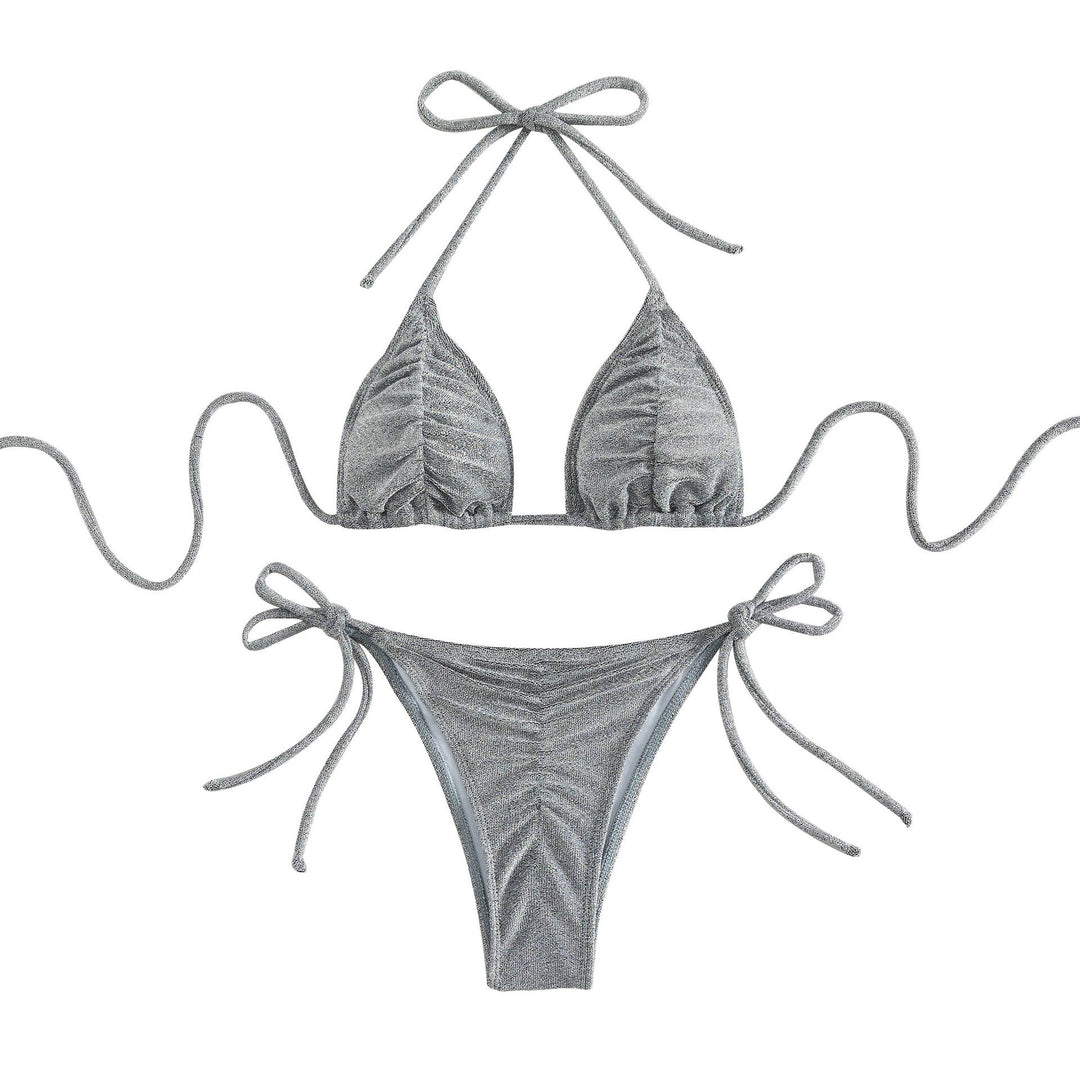 Dame Triangel-Bikini-Sæt med elegante flæseelementer og modigt bindsdesign Stilla
