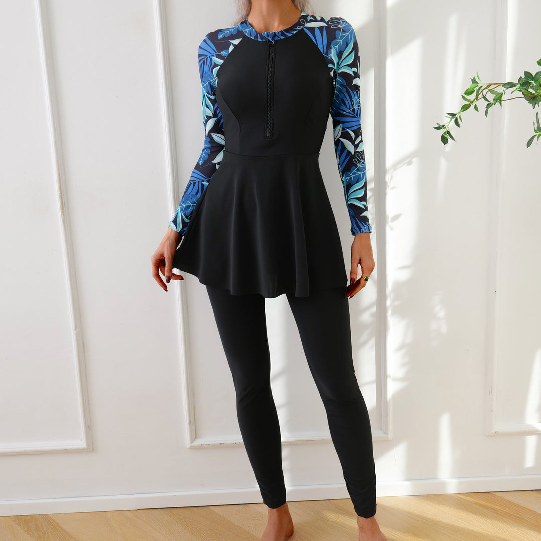 Dame Fashion Langærmet badedragt med asymmetrisk skæring Skovae