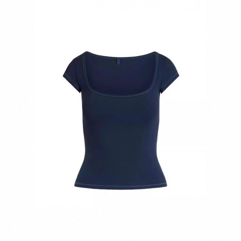 Dame Fitted Kvadrat-Hals T-Shirt Stilla