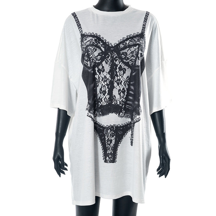 Femme Grafik Spids Tryk T-Shirt Stilla