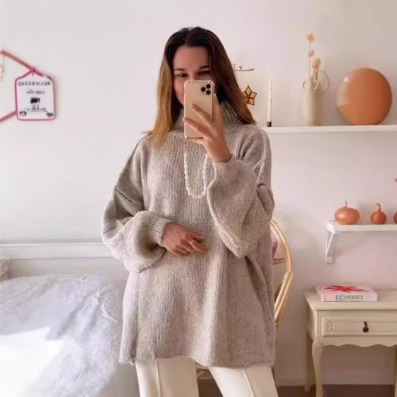 Kvinders oversized strikpullover med voluminøse ærmer og blødt materiale Stilla