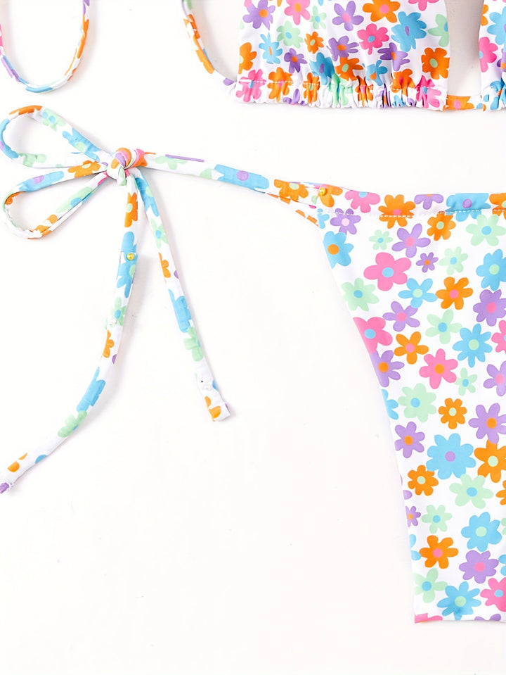Damer Triangel-Bikini-sæt med blomstermønster og justerbare stropper Stilla