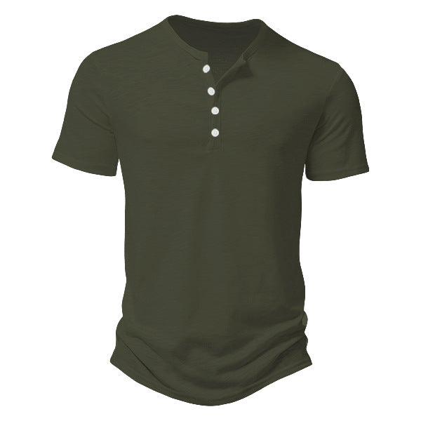 Herrer Kortærmet Henley T-shirt med åndbart design og praktiske knapper Stilla