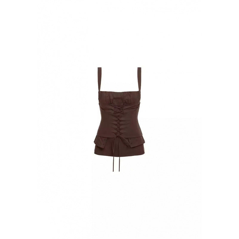 Kvinde snørebånd peplum top Stilla