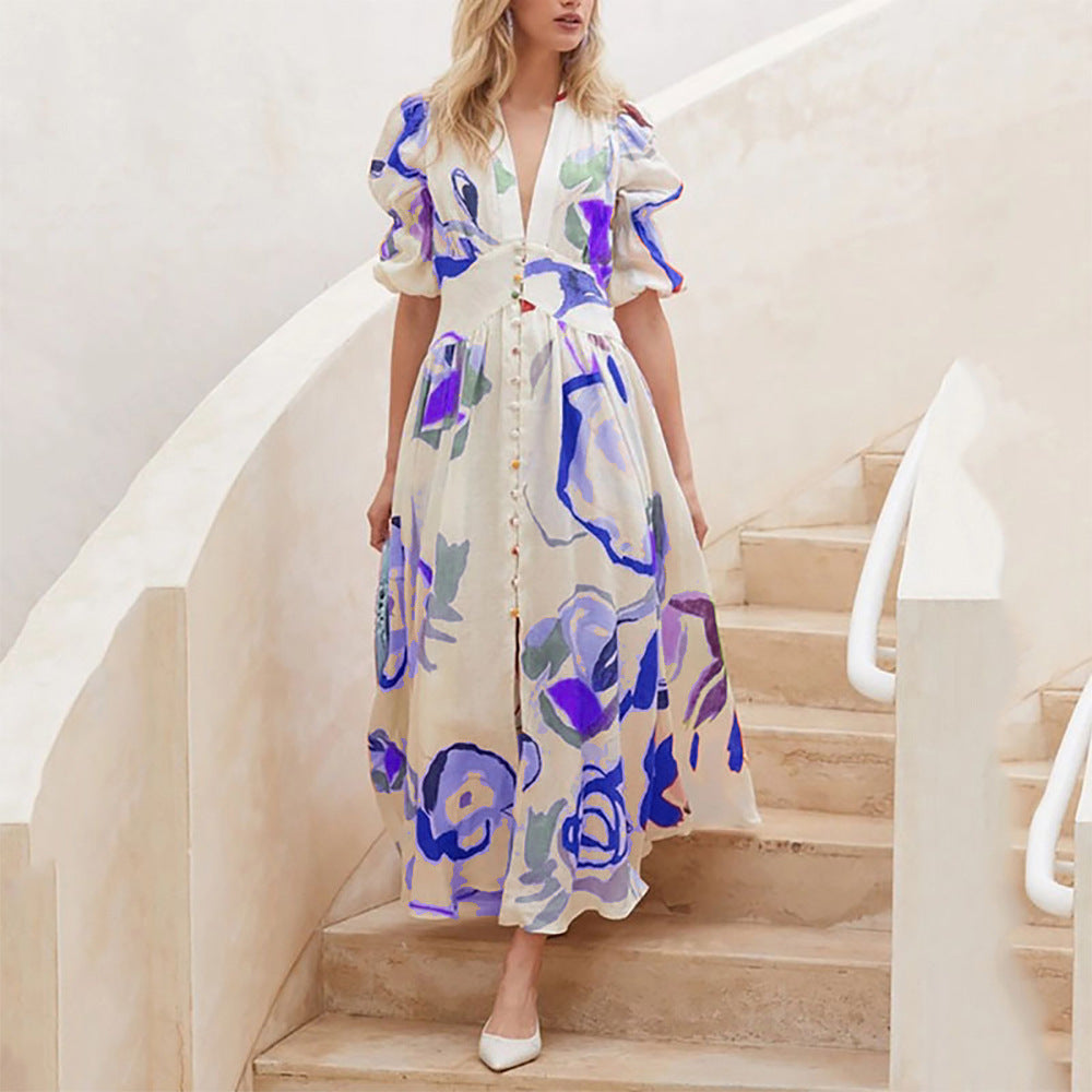 Dame Floral-Print-Maxikjole Stilla