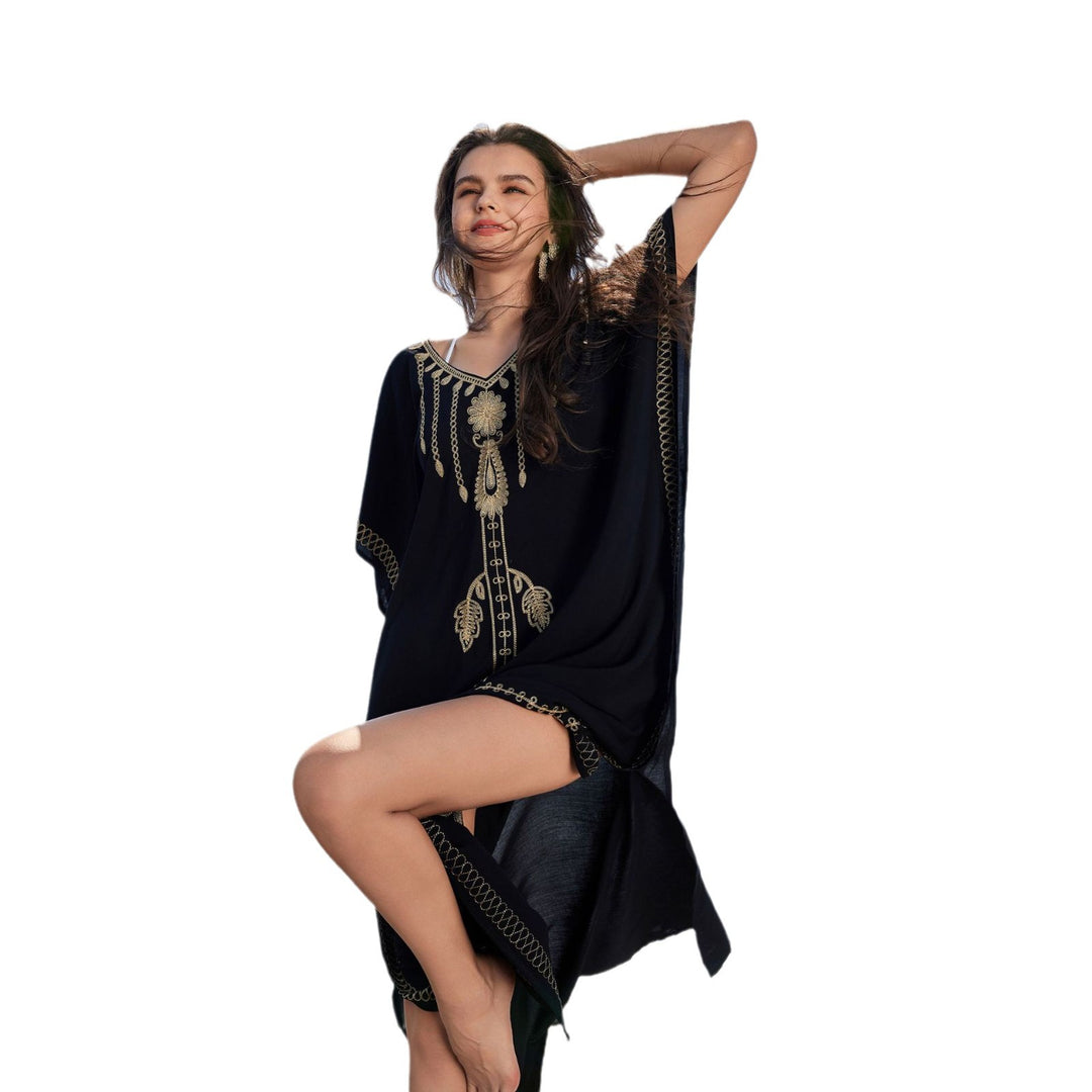 Dame Broderet Strandkaftan Stilla
