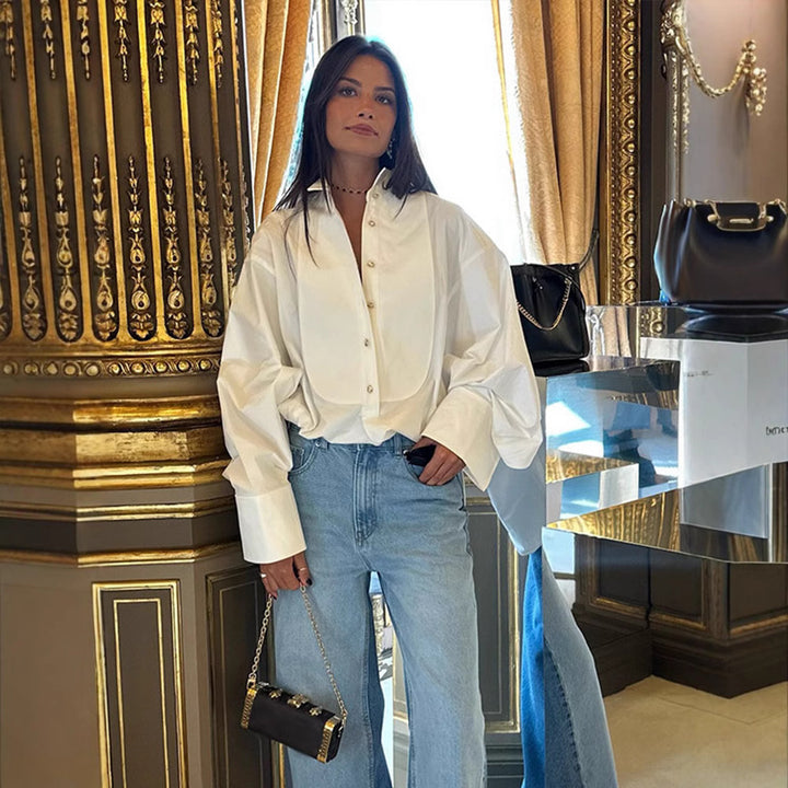 Dame Mode Skjorte Bluse med Voluminøse Ærmer Stilla