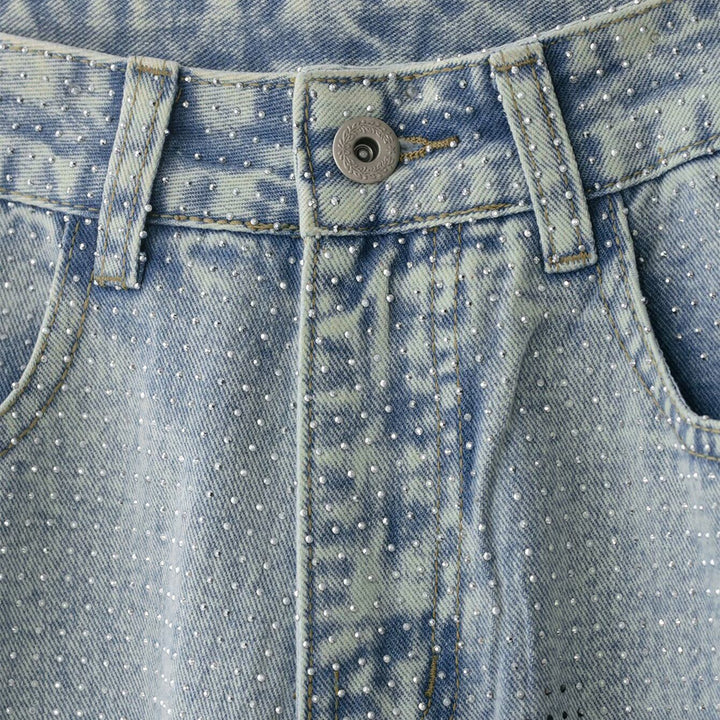 Damevidde jeansbukser i casual vintage-stil med høj talje Skovae