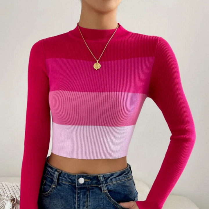 Femme Langærmet Ribbet Cropped Top Stilla