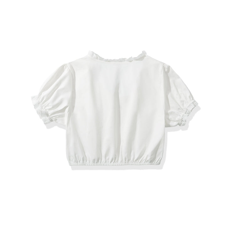 Dame Korteærmet Rynket-Crop-Top med elastisk Søm Stilla