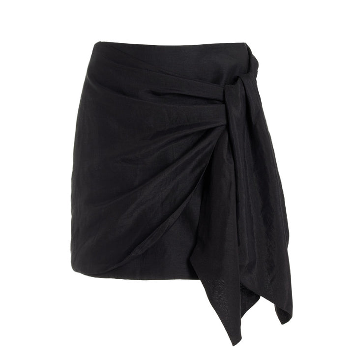 Dame elegant wrap kjole med asymmetrisk snit Skovae