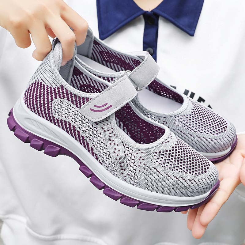 Dame Sportliche Slip-On Sneakers med Justerbar Rem og Åndbar Overfladestruktur Skovae