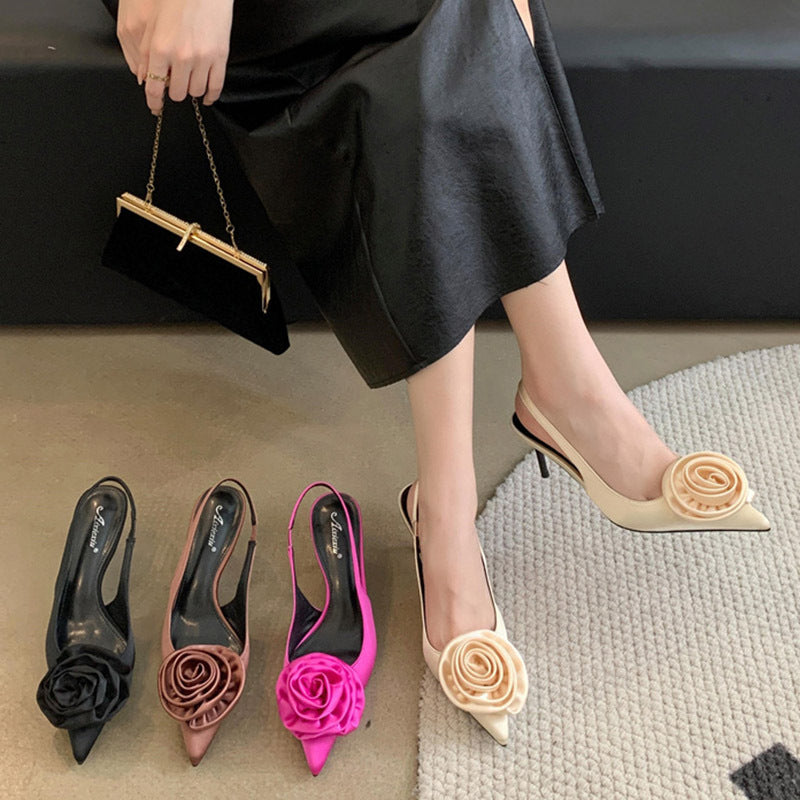 Dame Slingback Pumps med floralt design og elegant hæl Stilla