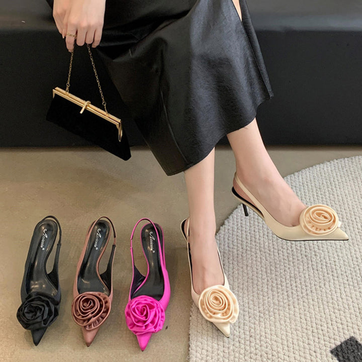 Dame Slingback Pumps med floralt design og elegant hæl Stilla